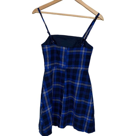 Revolve Blue Plaid Mini Slip Dress XS Grunge Dark Academia Y2K Preppy $64 NEW - Picture 5 of 10